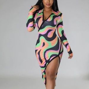 Multicolored Asymmetrical Dress